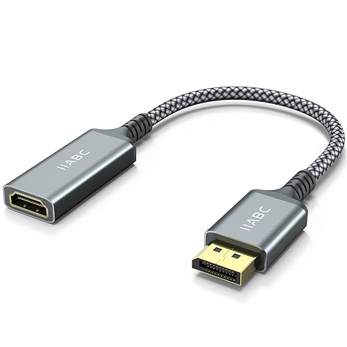 IIABC 4K DisplayPort to HDMI Adapter Cable, Gold-Plated Uni-Directional Display Port DP to HDMI Screen Converter (Male to Female) Compatible