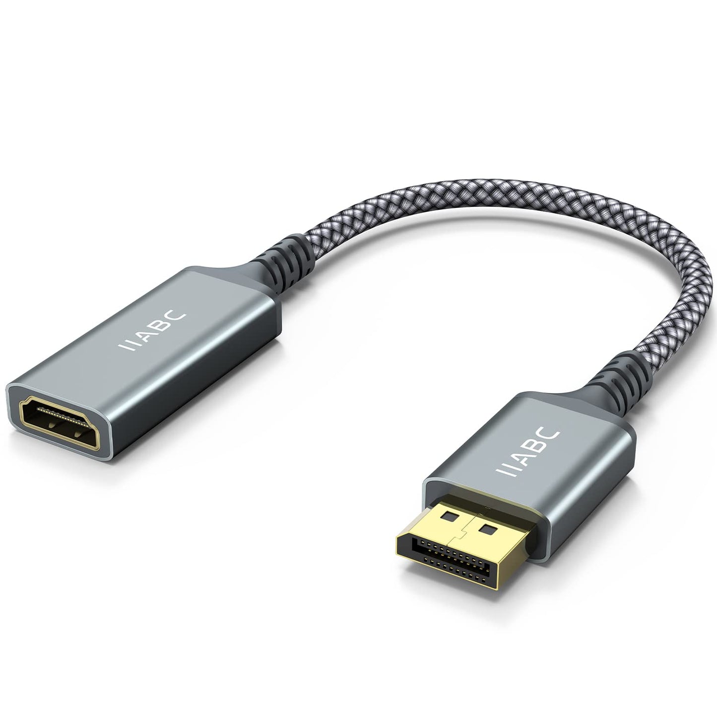 IIABC 4K DisplayPort to HDMI Adapter Cable, Gold-Plated Uni-Directional Display Port DP to HDMI Screen Converter (Male to Female) Compatible