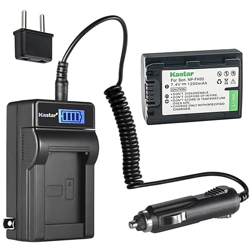 Kastar 1-Pack NP-FH50 Battery and LCD AC Charger Compatible with Sony DCR-SR47 DCR-SR48 DCR-SR50 DCR-SR52 DCR-SR55 DCR-SR57 DCR-S60 DCR-SR62 DCR-SR65