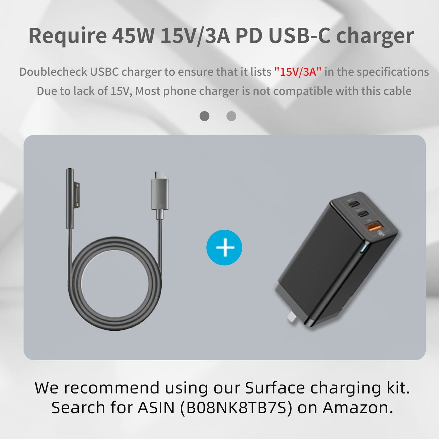 Sisyphy Surface Connect to USB-C Charging Cable (Black 10ft), Compatible for Microsoft Surface Pro 11/10/9/4/7/6/5/4/3 Go4/3/2/1 Laptop7/6/3/2/1