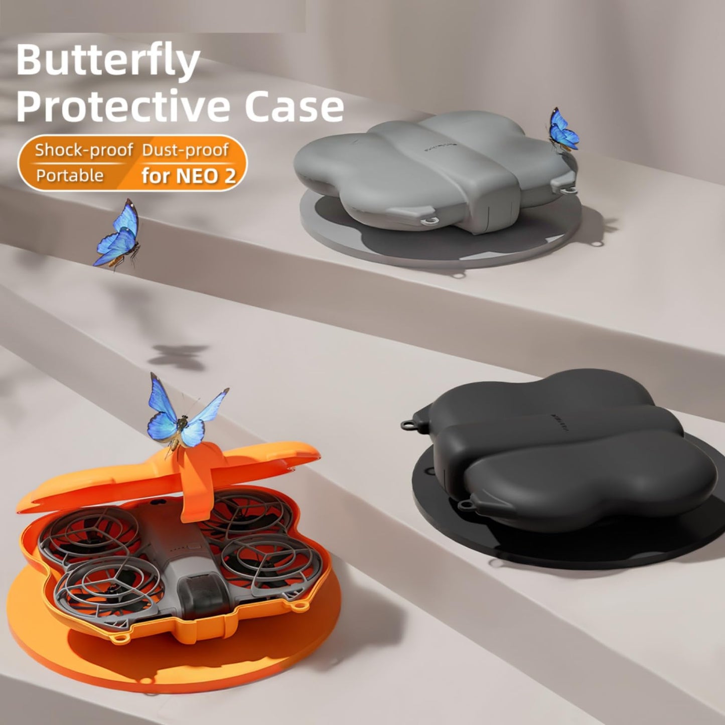 Honlyn Butterfly Protective Case for DJI Neo 2,Storage Bag Hard Travel Carrying Case for DJI Neo 2 Accessories (Black)
