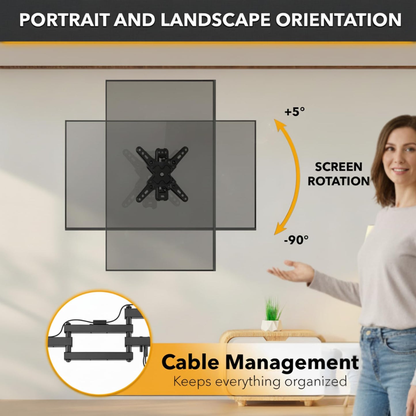 CondoMounts TVA8044 Full Motion TV Wall Mount for 13"-55" Screens | Articulating TV Wall Mount with Swivel Arm | Max VESA 400x400mm, Holds 55lbs |