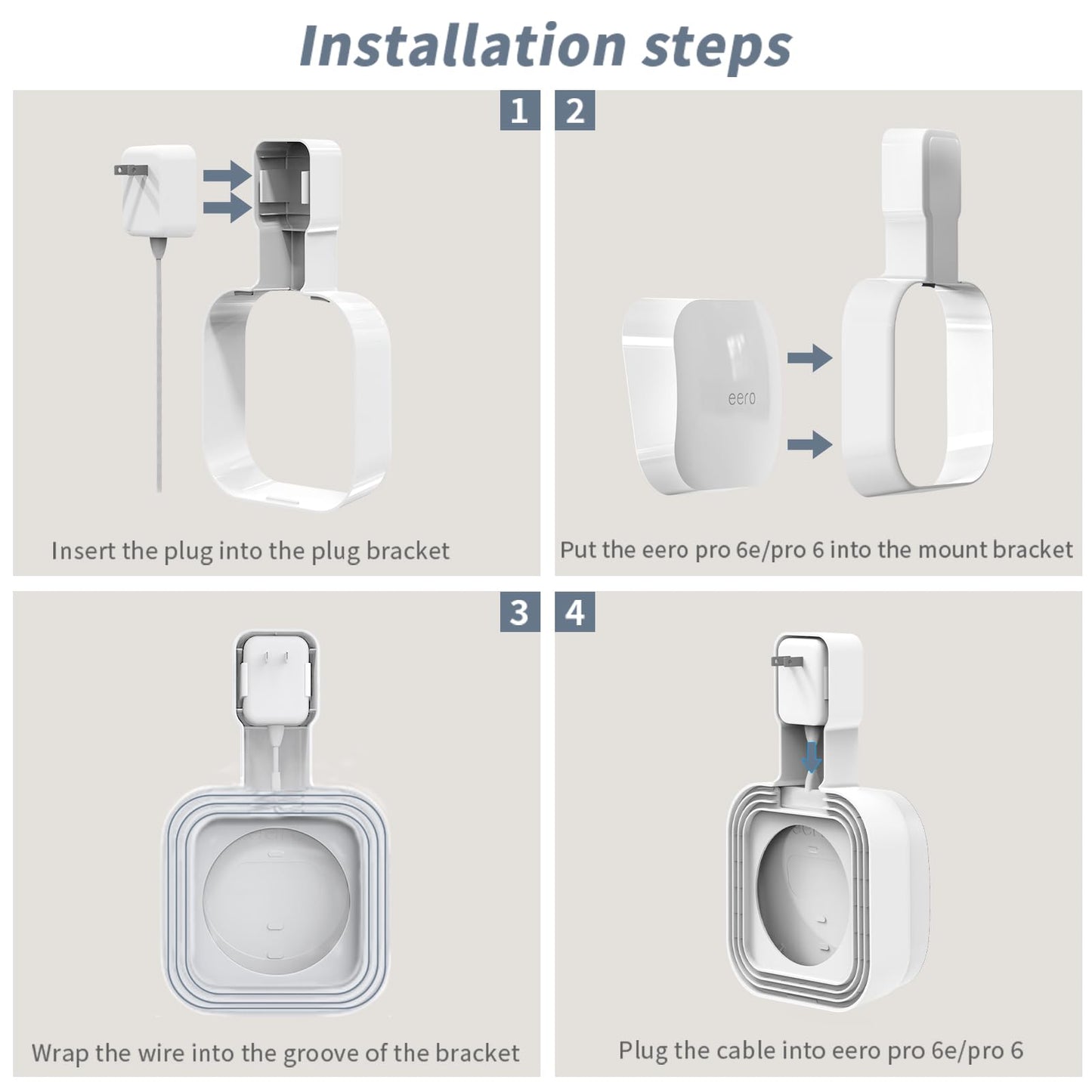 Wall Mount Holder for eero Pro 6e/Pro 6, No Messy Wires, Space Saving, Outlet Wall Bracket Only Compatible with eero Pro 6e/Pro 6 Mesh Wi-Fi System