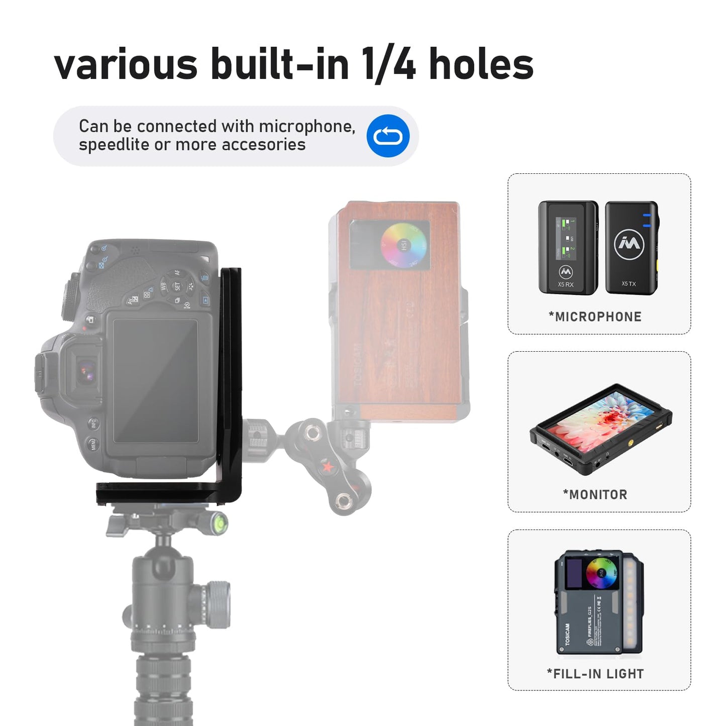 (Real Single one Piece) L Bracket Camera for DSLR Vertical Horizontal Switching Tripod Quick Release Plate Compatible with Canon Nikon Sony DJI Osmo