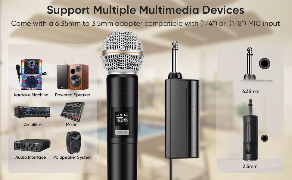HUACAM Professional Karaoke Microphone Set, Dual Vocal Pickup, Easy Setup, USB Rechargeable, LED Display, Compatible with Karaoke Machines and More