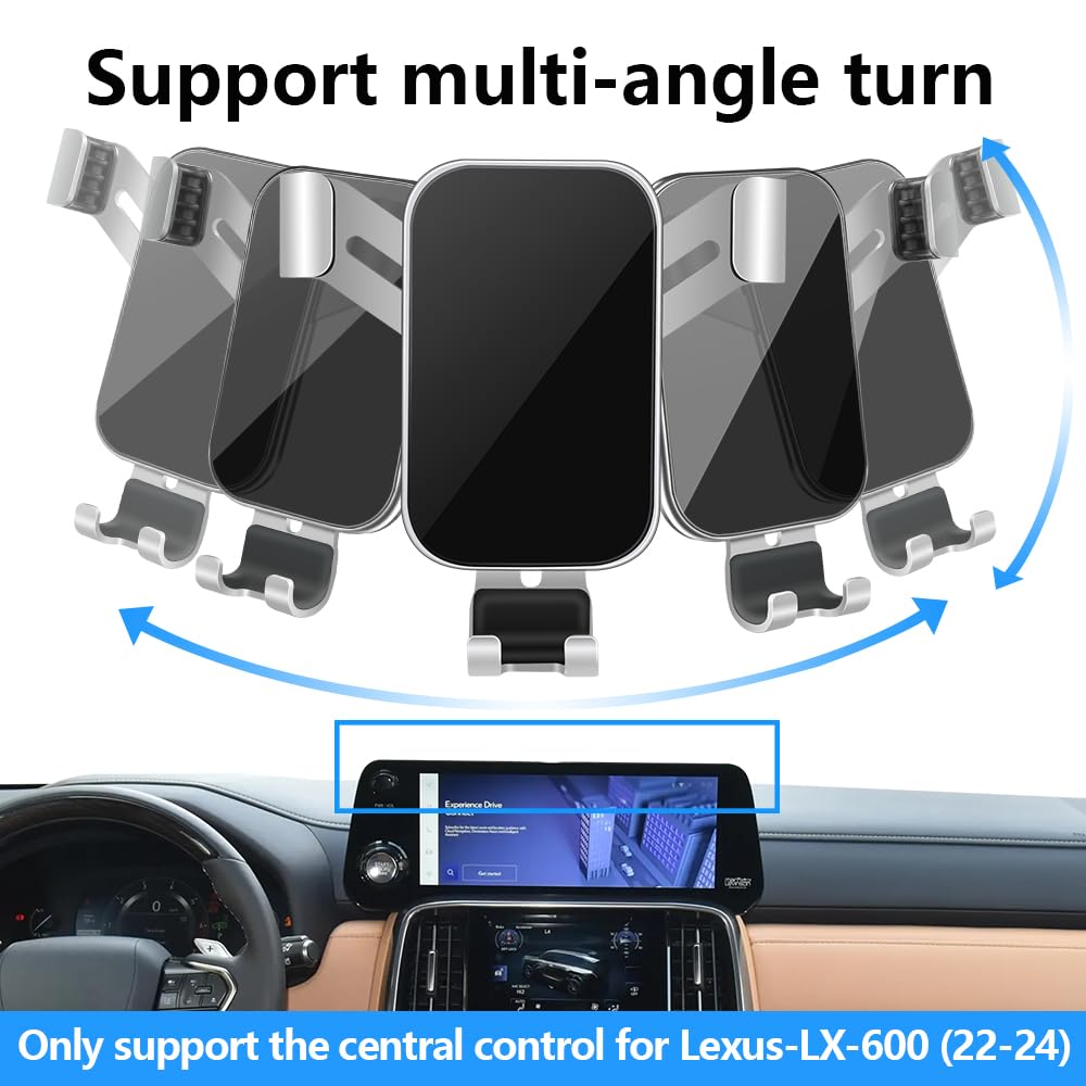 LUNQIN Car Phone Holder for Lexus LX 600 2022 2023 2024 2025 2026 and Lexus LX 700h 2025 2026 Auto Interior Accessories Best Cell Phones Mount