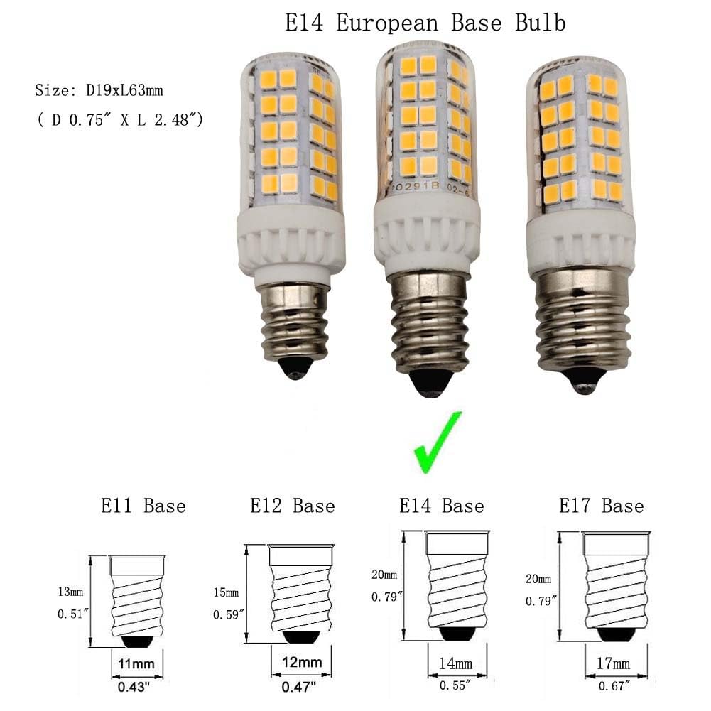 WELESHEI LED E14 Microwave Bulb 5W Equivalent 60 W for Appliance Ceiling Fan Sewing Dryer Fridger Dispenser Chandelier Light E14 European Base Bulb