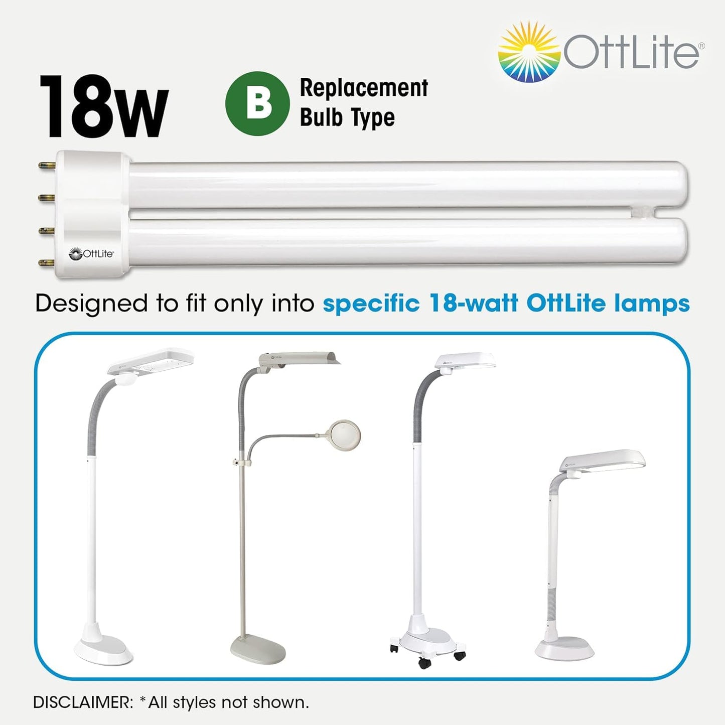 OttLite T18330 18w Daylight CFL Replacement Tube Bulb, Bulb Type B, Pack of 1