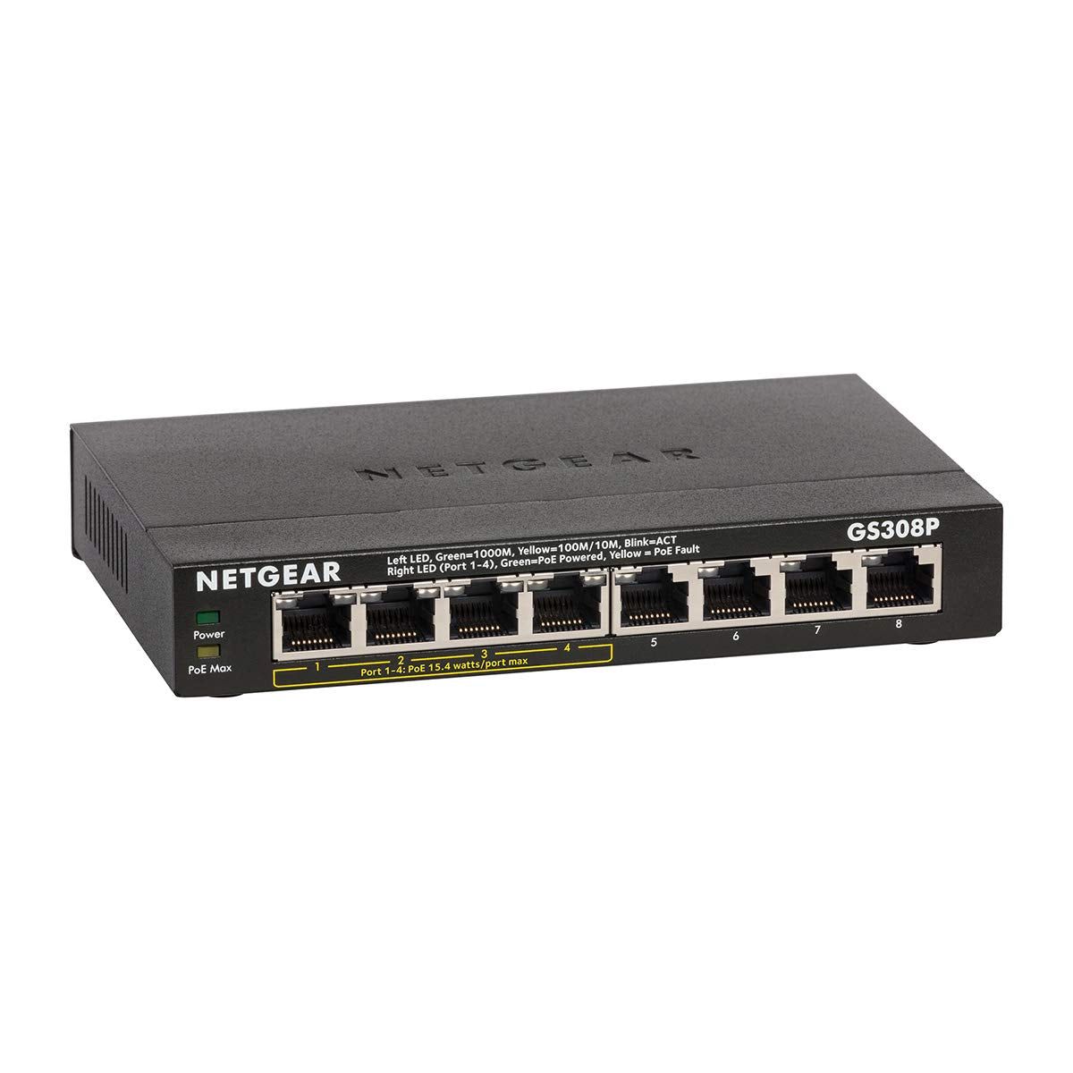 NETGEAR GS308P-100NAS 8-Port Gigabit Ethernet Unmanaged Switch, 4xPoE