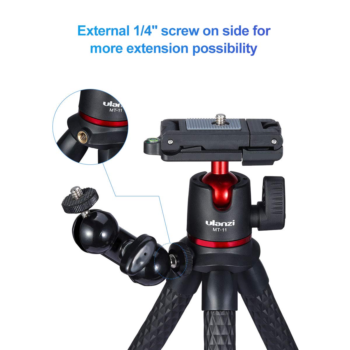 ULANZI Camera Tripod, Mini Flexible Stand w Hidden Phone Holder w Cold Shoe Mount, 1/4'' Screw f Magic Arm, Universal f iPhone 17 16 15 14 Pro Max XS