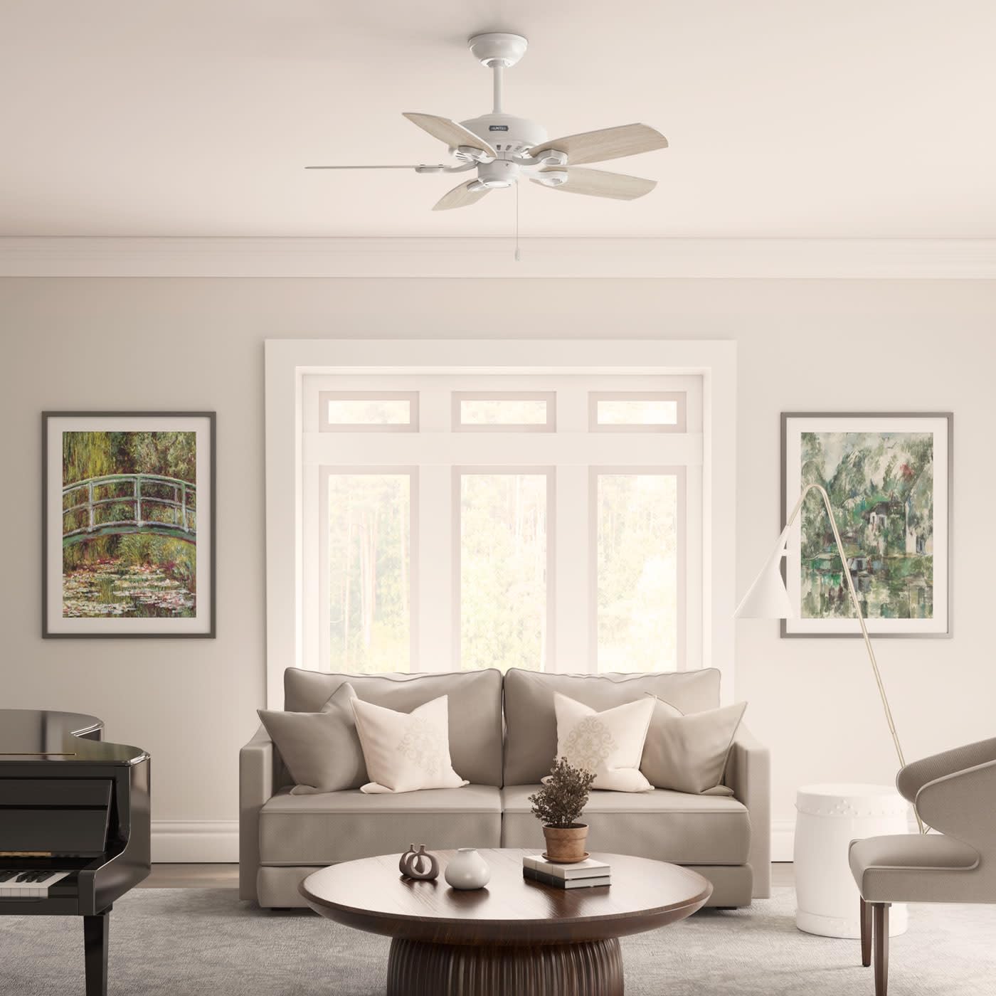 Hunter Builder Elite 42 inch Indoor Ceiling Fan, Fresh White Ceiling Fan, 3 Speed WhisperWind Motor, 53486, for Bedrooms, Living Rooms or Kitchens