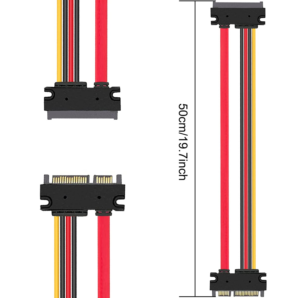 DKARDU 4 Pack 22-pin (7+15) SATA Data and Power Combo Extension Cable, 22-pin (7+15) Sata Male to Female Hard Drive Cable for HDD SDD Optical Drive