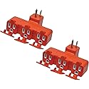 GoGreen Power Inc. (G-03431OR-2) 3 Outlet Tri-tap with Right Angle Plug, Orange, 2 Pack