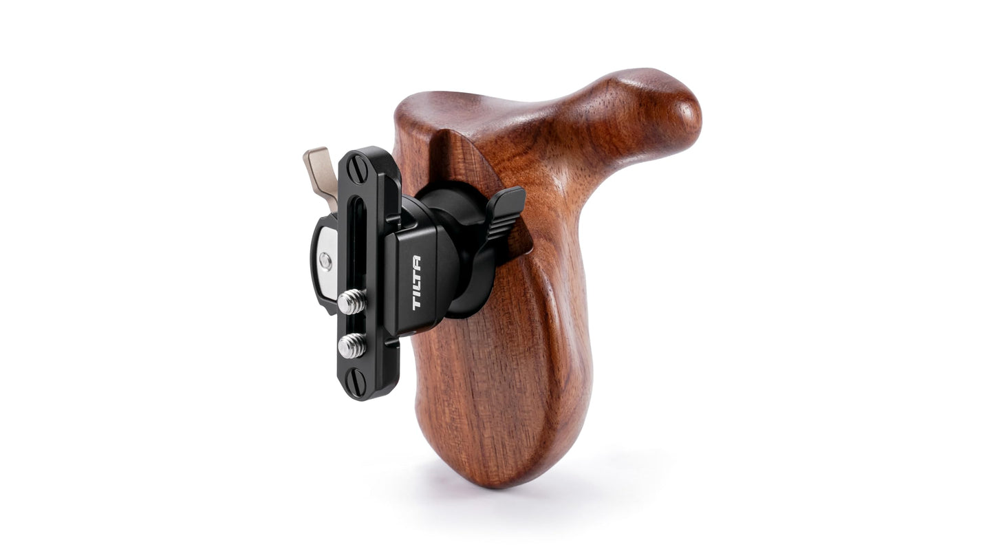 Tilta Advanced Right Side Wooden Handle (NATO Rail - Type VIII) | Black Walnut Wood & Aluminum Alloy Build | Quick Release Button TA-AWH8-R-B