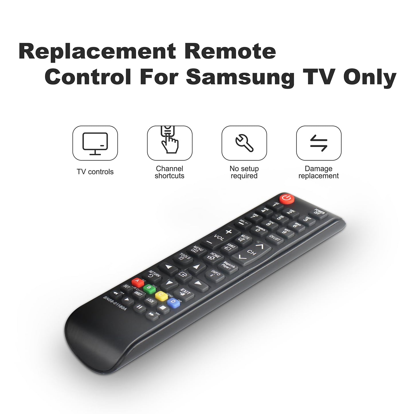 BN59-01180A Remote Control for Samsung Smart TV Remote Replacement - Effortless Control for Various Samsung TV Models DM32D DM40D DM48D ML55E OH24E
