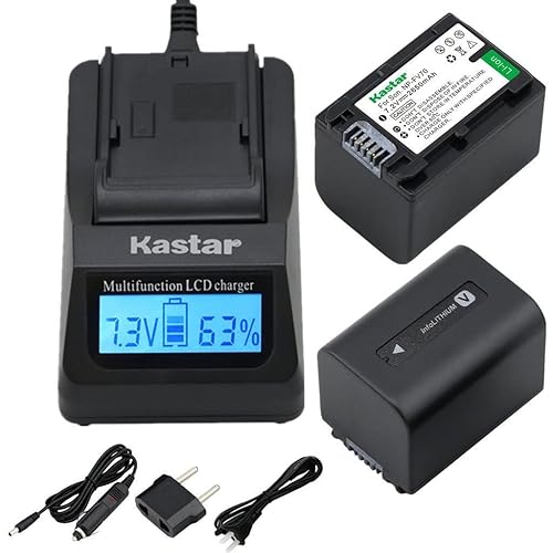 Kastar Ultra Fast Charger Kit and Battery (2-Pack) for Sony NP-FV70 CB-TRV & Sony FDR-AX53, HDR-CX675, HDR-CX455, HDR-CX900, TD30V, HDR-PV710V