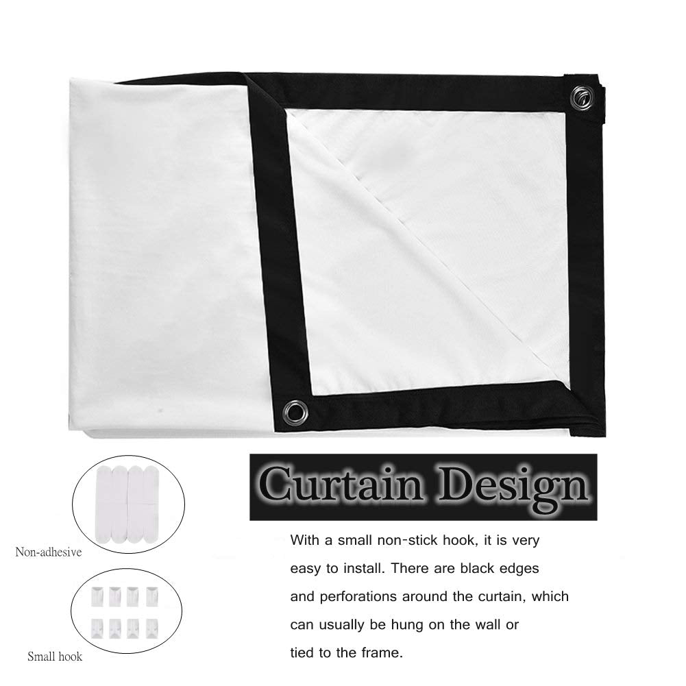 120 Inch Projector Screen, 16:9 Portable Anti Crease Projector Screen Foldable HD Wall Mounted Movie Projection Screen Support Double Sided Projection