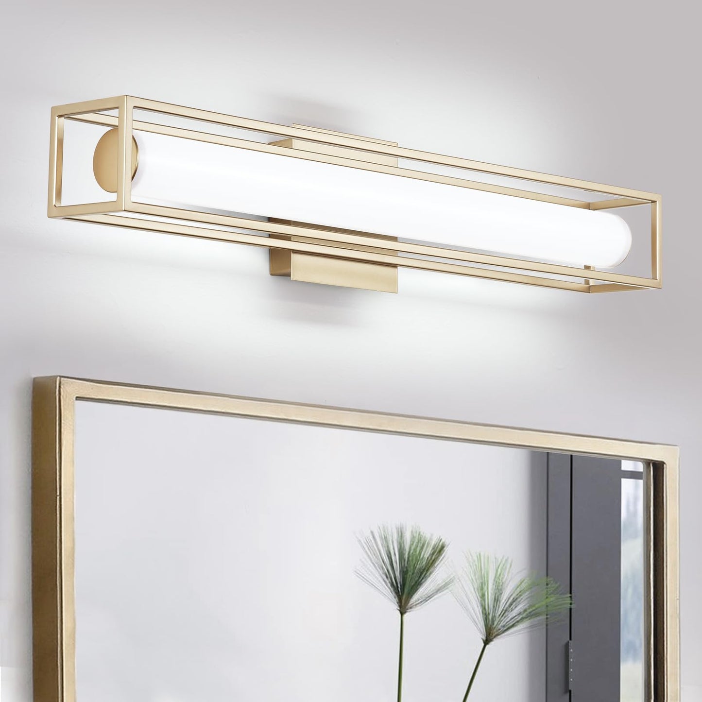 Lucalda 6000K Dimmable Bathroom Vanity Light, 26.2in Champagne Gold Bathroom Light Fixtures, 12W LED Lights Over Mirror, Acrylic Bar Vanity Lights