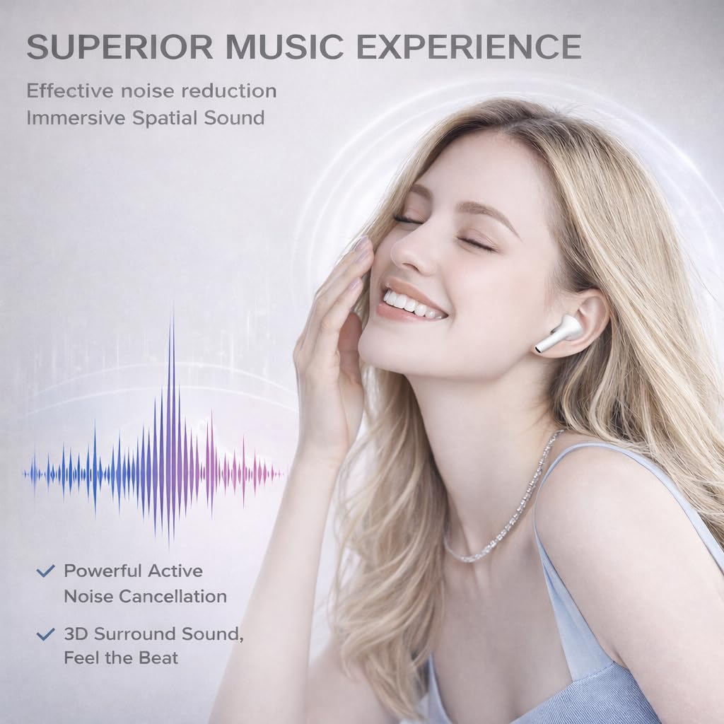 Wireless Earbuds (2nd Gen), Active Noise Cancellation, Bluetooth 5.3, High-Fidelity Sound, IPX7 Waterproof, 40-Hour Playtime, Wireless in-Ear Ear Buds