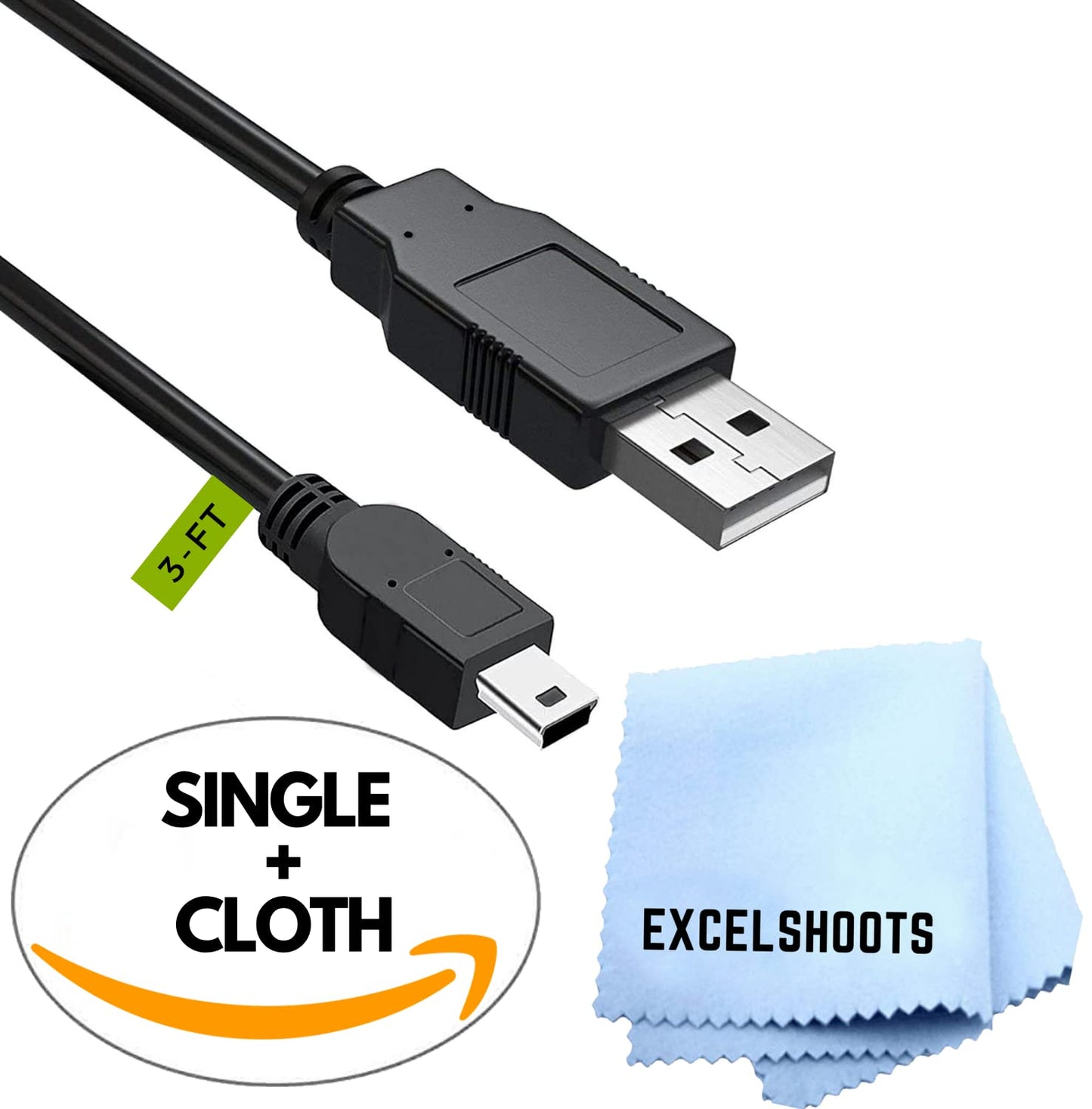 Excelshoots USB Cable, Compatible with Canon EOS Rebel T7 DSLR Digital Camera and Other Devices, Mini USB Data Transfer Cable, Charging Charger Cord