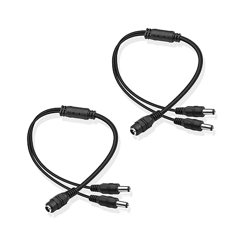 GINTOOYUN DC Y Splitter Cable 1 Female to 2 Male,5.5mm x 2.1mm DC Power Extension Adapter Cable,for CCTV Surveillance Cameras,Surveillance