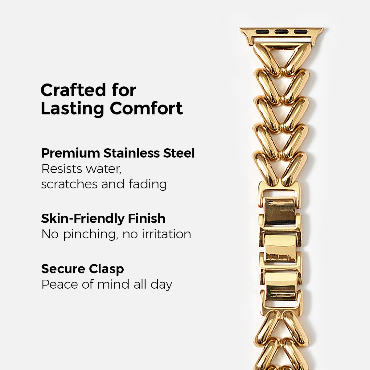 My Pretty Strap Ariel Band Compatible with Apple Watch 38/40/41mm or 42/44/45/49mm, Stainless Steel Metal Gold for Women (38MM / 40MM / 41MM, Gold)