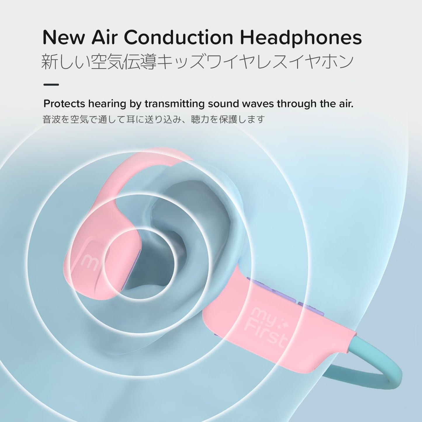 myFirst Headphones Airwaves - Air Conduction Open Ear Wireless Bluetooth Headphones with Mic for Toddlers and Kids, 85dB Safe Limit, Long Battery…
