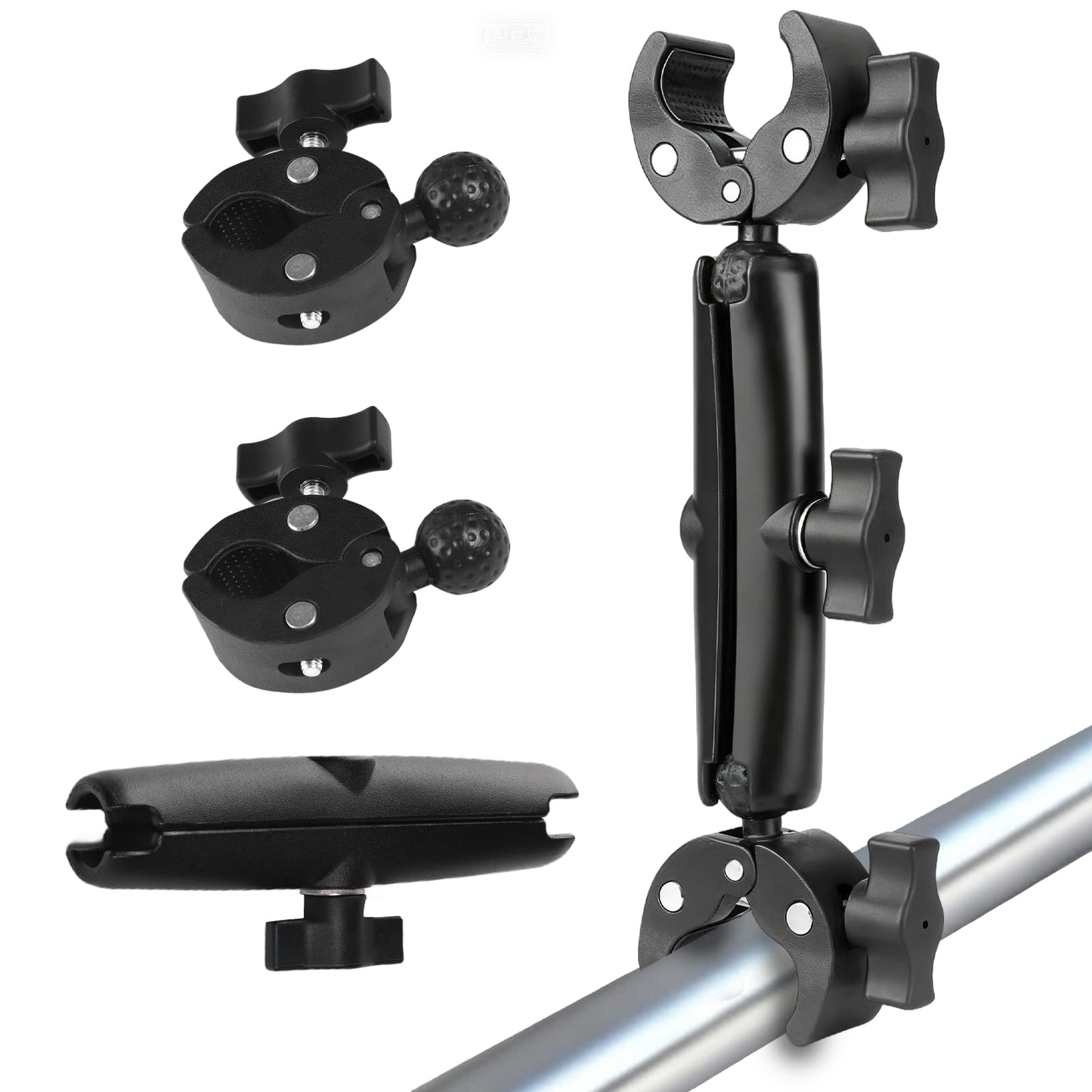Rctiotuw Universal Sports Camera Mount, Double Clamp with 360° Magic Arm, Heavy-Duty Ball Head Mount, for GoPro,360 Stabilizer (Large)