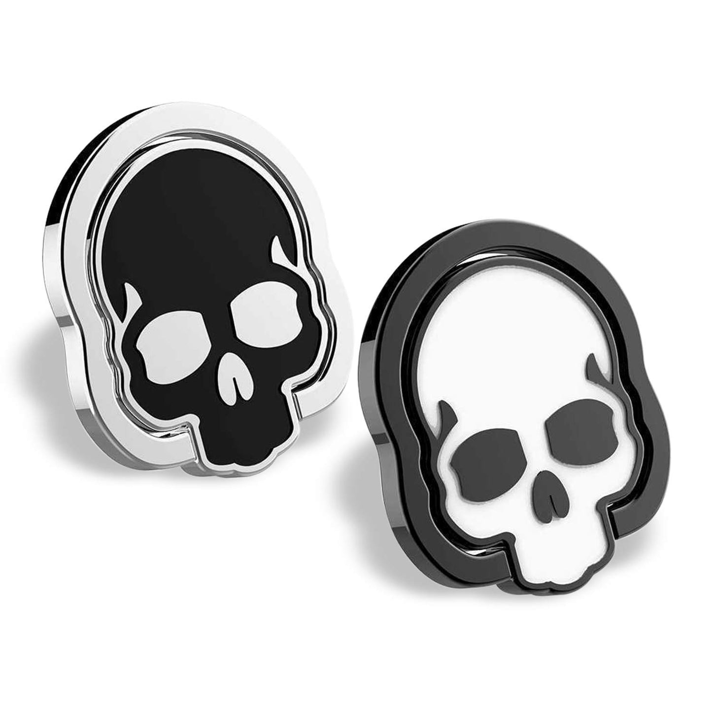 homEdge Cell Phone Skull Ring Grip, Set of 2 Packs 360° Adjustable Finger Ring Holder, Suitable for Magnetic Car Mount Kickstand for Cell Phone-Black