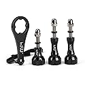 HSU Aluminum Thumbscrew Set + Wrench for Gopro Hero 13, 12, 11, 10, 9, 8, 7, 6, 5, 4, 3, AKASO Campark and Other Action Cameras (Black,3Pcs)