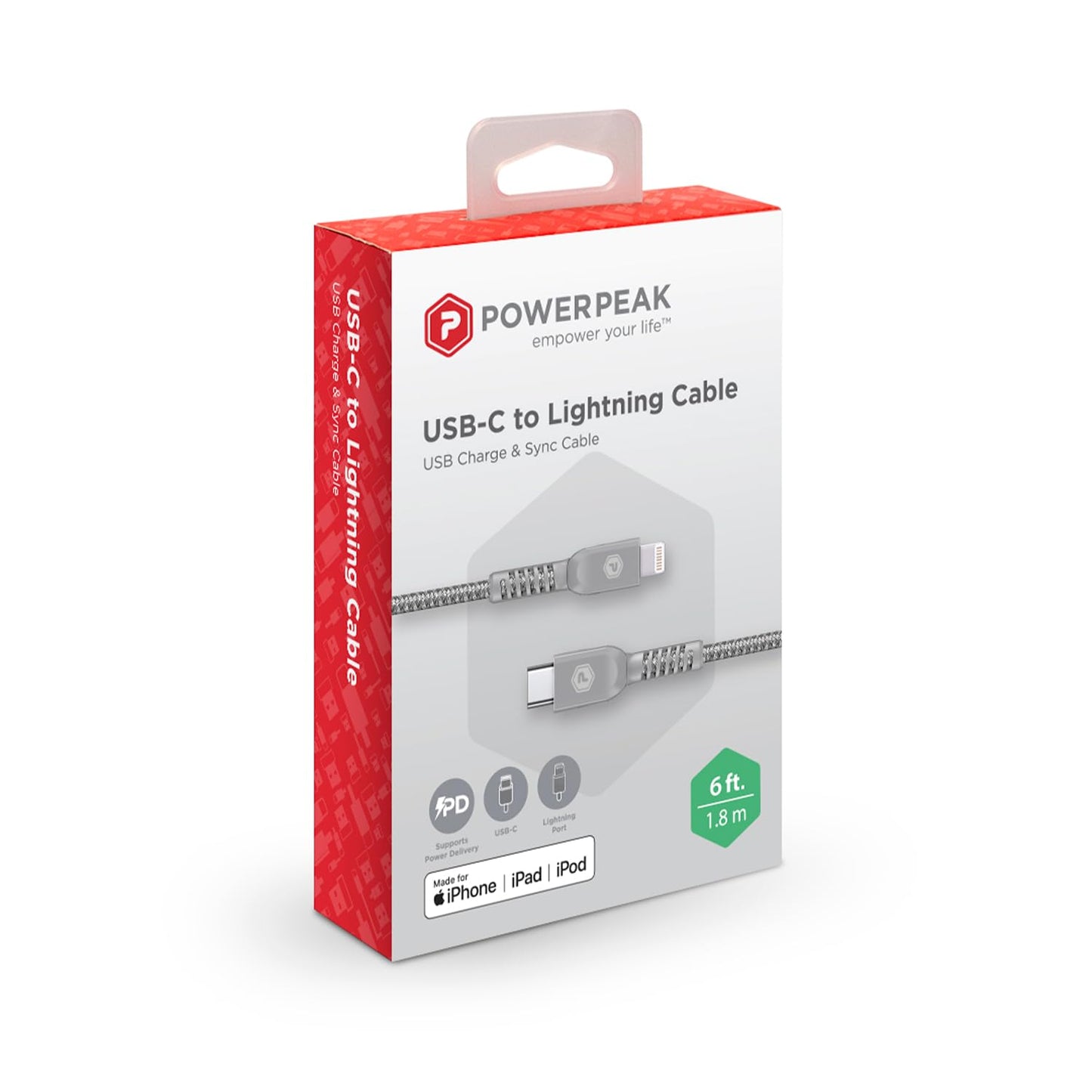 POWERPEAK USB-C to Lightning Cable, 6ft Braided Nylon Metallic iPhone Charger Cord, (MFi Certified) Sync Cable Compatible with iPhone Lightning Port…