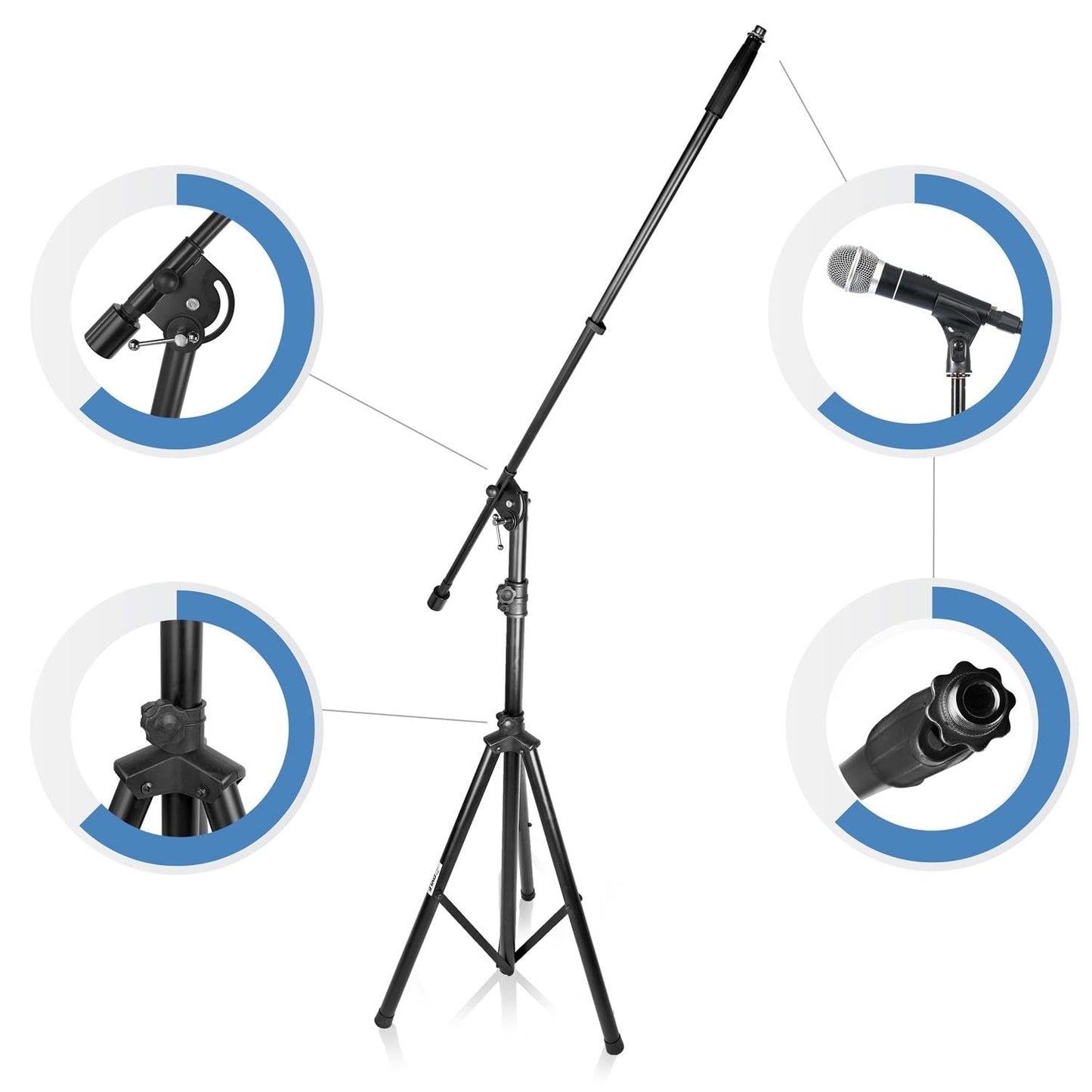Pyle Strongest HIgh-Performance Adjustable Microphone Suspension Boom Stand | Tripod Mic Stand Mic Adapter & Clamp - Stage, Karaoke Studio, Durable