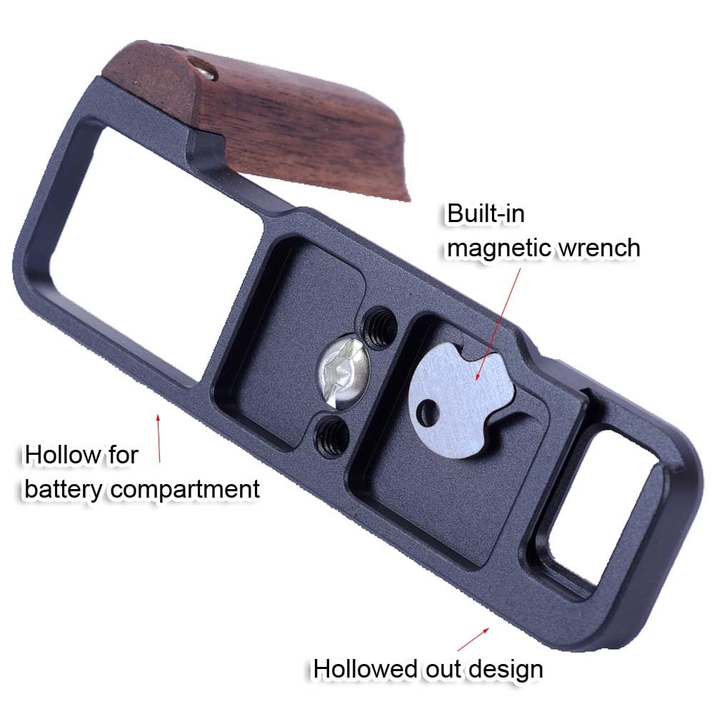 duomianshou L-Shape Arca-Swiss Fit Quick Release Plate Compatible with Fuji Fujifilm X-E5 Camera, 1/4"-20 Holes, Lightweight Ergonomic Wooden Hand