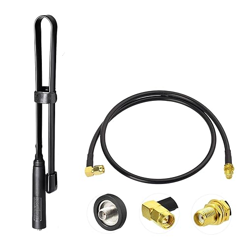 Bingfu Dual Band VHF UHF 136-520MHz 18.5 inch Foldable CS Tactical SMA Female Ham Radio Antenna with 3 feet Extension Relocation Cable for Baofeng