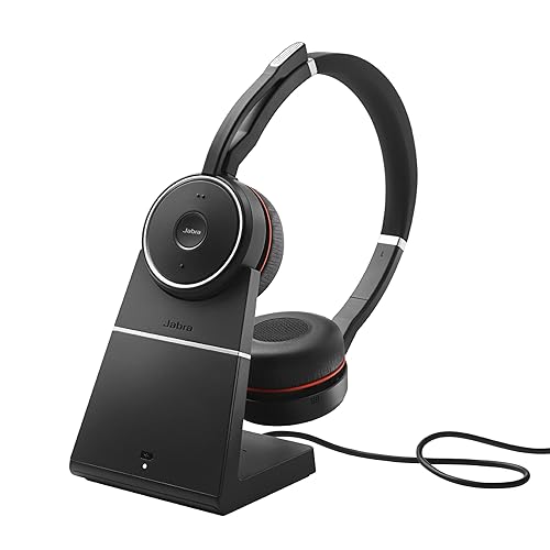 Jabra Evolve 75 SE Stereo Wireless Headset - Bluetooth Headset with Noise-Cancelling Mic, Active Noise Cancellation and Charging Stand - MS Teams…