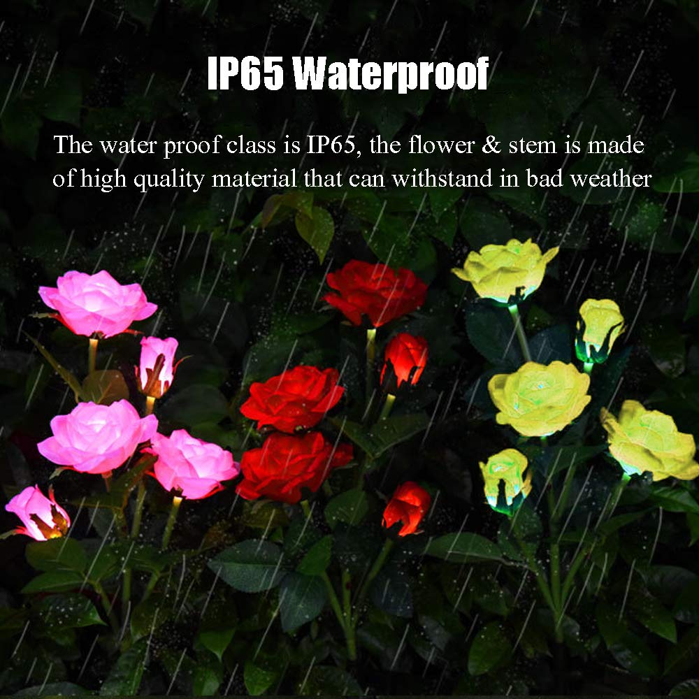 Outdoor Solar Garden Stake Lights, Outdoor Decorative Rose Flowers Lights Waterproof Solar Powered for Patio, Lawn, Garden, Yard Decoration