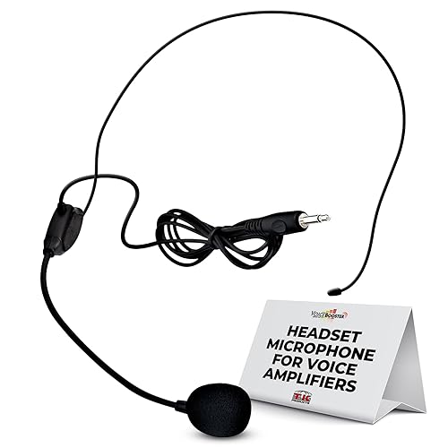 Voicebooster Speak Out Headset Microphone Lightweight Adjustable Boom Mic with Feedback Control - 3.5mm Plug for Voice Amplifiers for Public Speaking