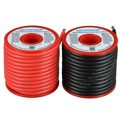 BNTECHGO 12 Gauge Silicone Wire Spool red and Black Each 25ft Flexible 12 AWG Stranded Tinned Copper Wire