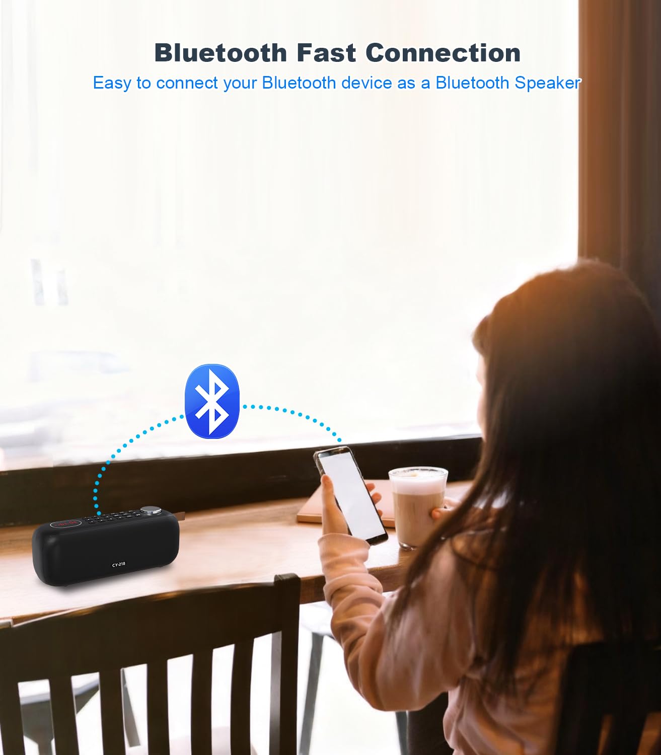 Portable Bluetooth Speaker FM Radio Digital, Support USB/SD Card MP3 Music Player/AUX/REC, Build-in 3000mAh Rechargeable Battery, 10W Powerful Speaker
