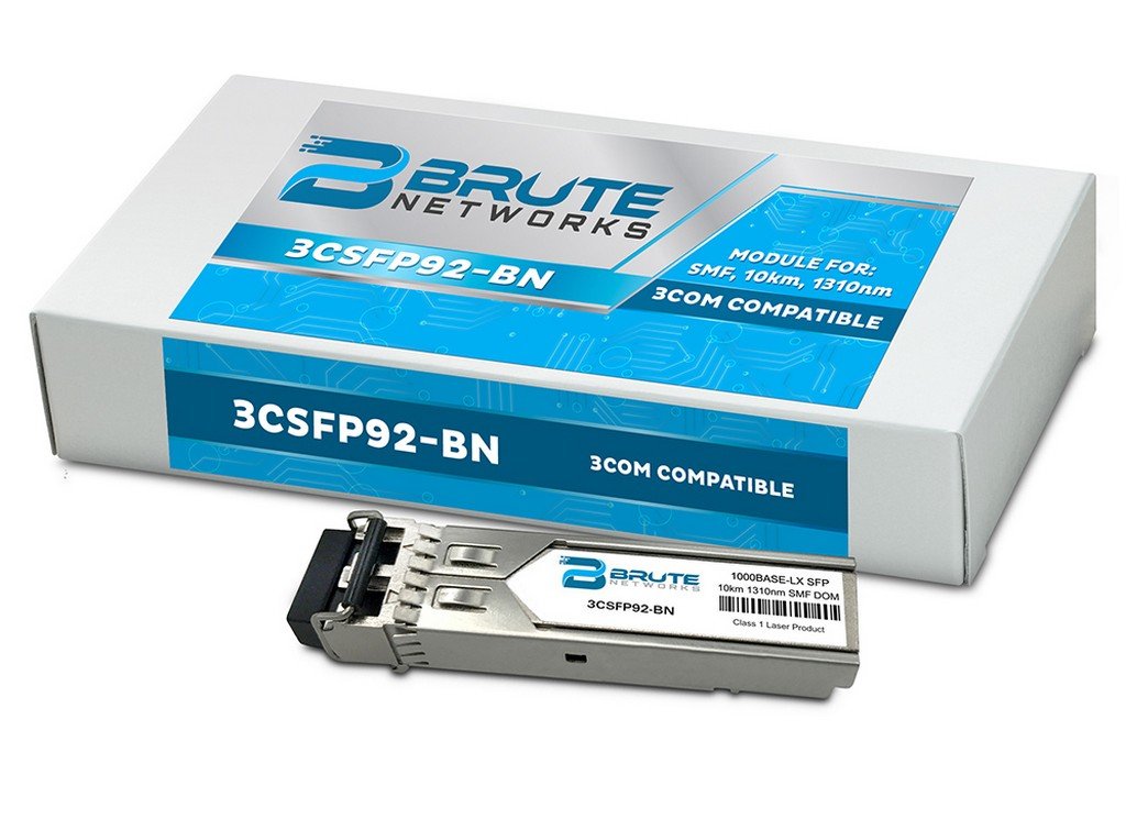 Brute Networks 3CSFP92-BN - 1000BASE-LX 10km SMF 1310nm SFP Transceiver (Compatible with OEM PN# 3CSFP92)