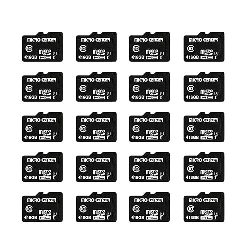 Micro Center 16GB Class 10 Micro SDHC Flash Memory Card 20 Pack with Adapter for Mobile Device Storage Phone, Tablet, Drone & Full HD Video Recording