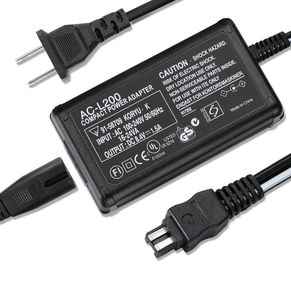 AC-L200 Compatible Sony Handycam Camcorder Charger, ACL200 Power Supply Cord, fit HDR-CX HDR-HC HDR-PJ HDR-SR DCR-DVD DCR-HC DCR-SR DCR-SX HDR-XR
