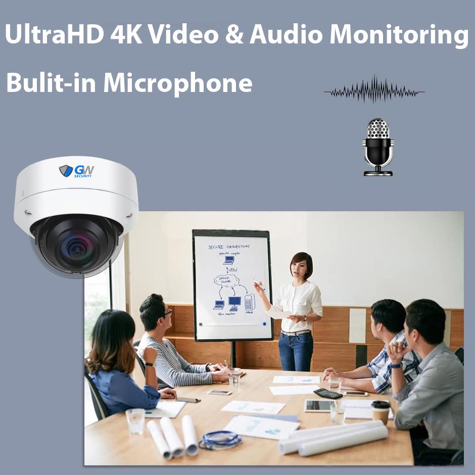 GW Security 12MP Outdoor/Indoor PoE IP Microphone Dome Security Camera (GW1253301M)