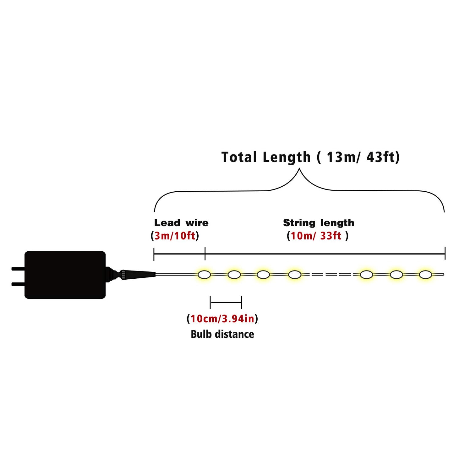 Aluan Christmas Lights Extendable Fairy String Lights 100 LED 33ft+10ft 8 Modes Waterproof Plug in Icicle Lights for Party Wedding Christmas Tree