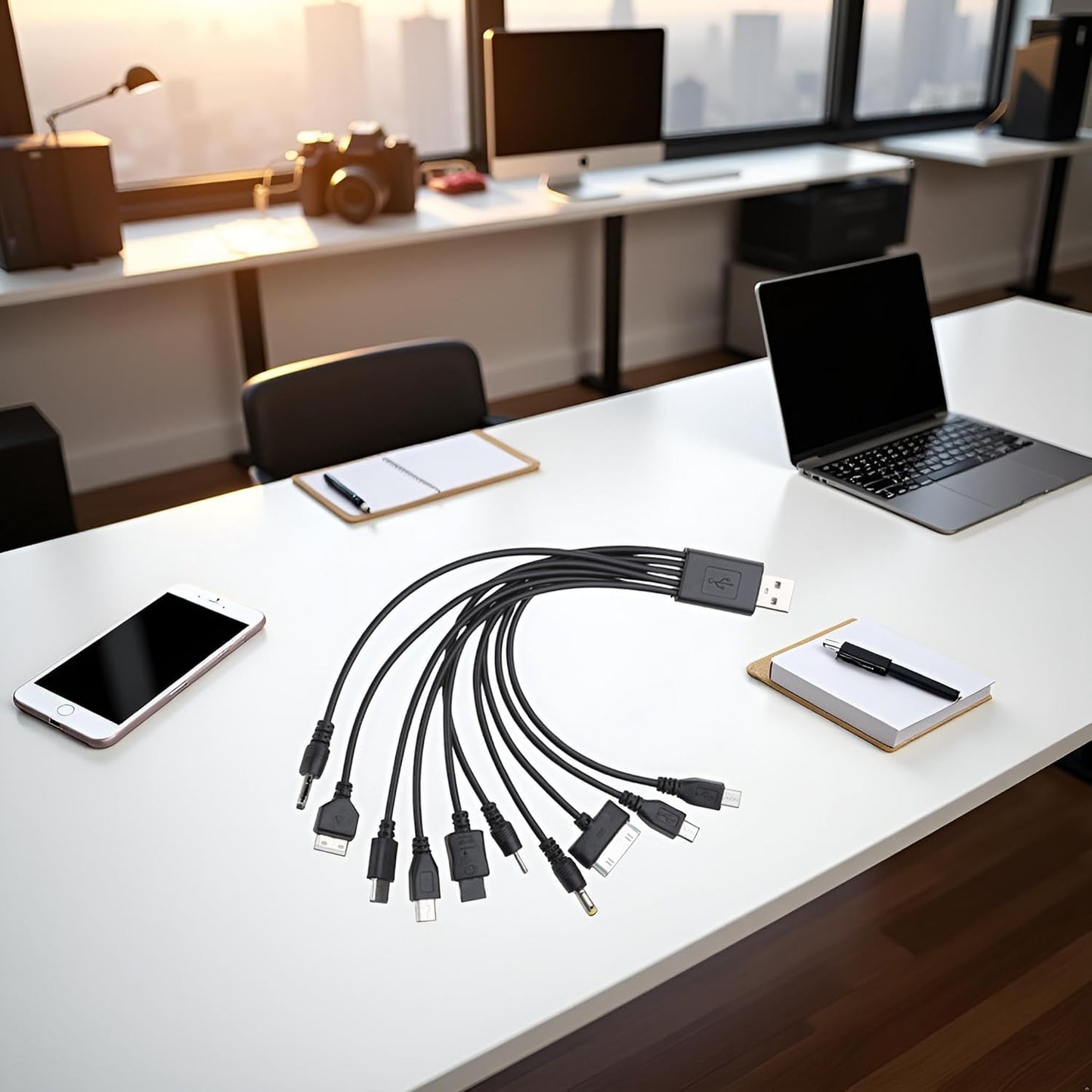 GOUDOGEDC 10 in 1 USB Cables - 20CM/7.87in Universal USB to Multi Plug Cell Phone Charger for Smartphones