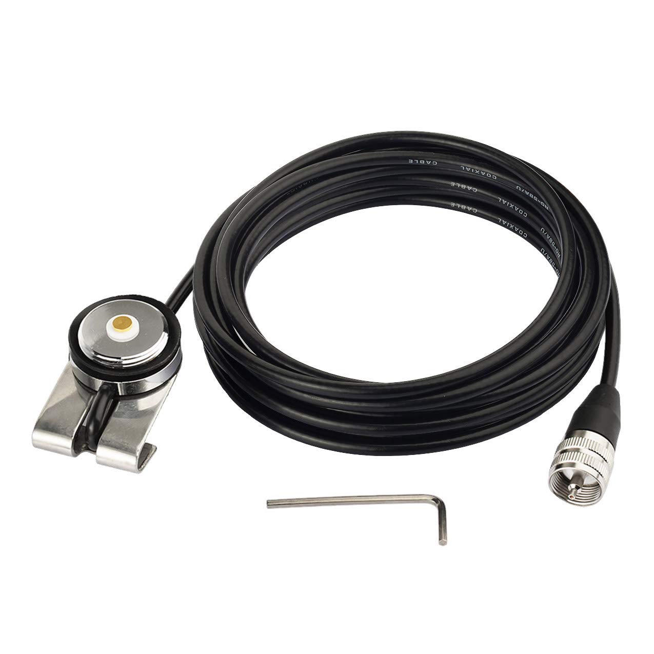 Bingfu Vehicle Mobile Radio Antenna NMO Mount Fix Bracket Lip Mount with 5m 16.5 feet RG58 Cable UHF PL259 Male Connector for Car Truck Amateur Ham