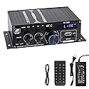Hosyond Bluetooth 5.0 Audio Amplifier 400W+400W 2.0 CH AMP HiFi Stereo Treble Bass Audio Receiver for Passive Speakers Theater System AK-380
