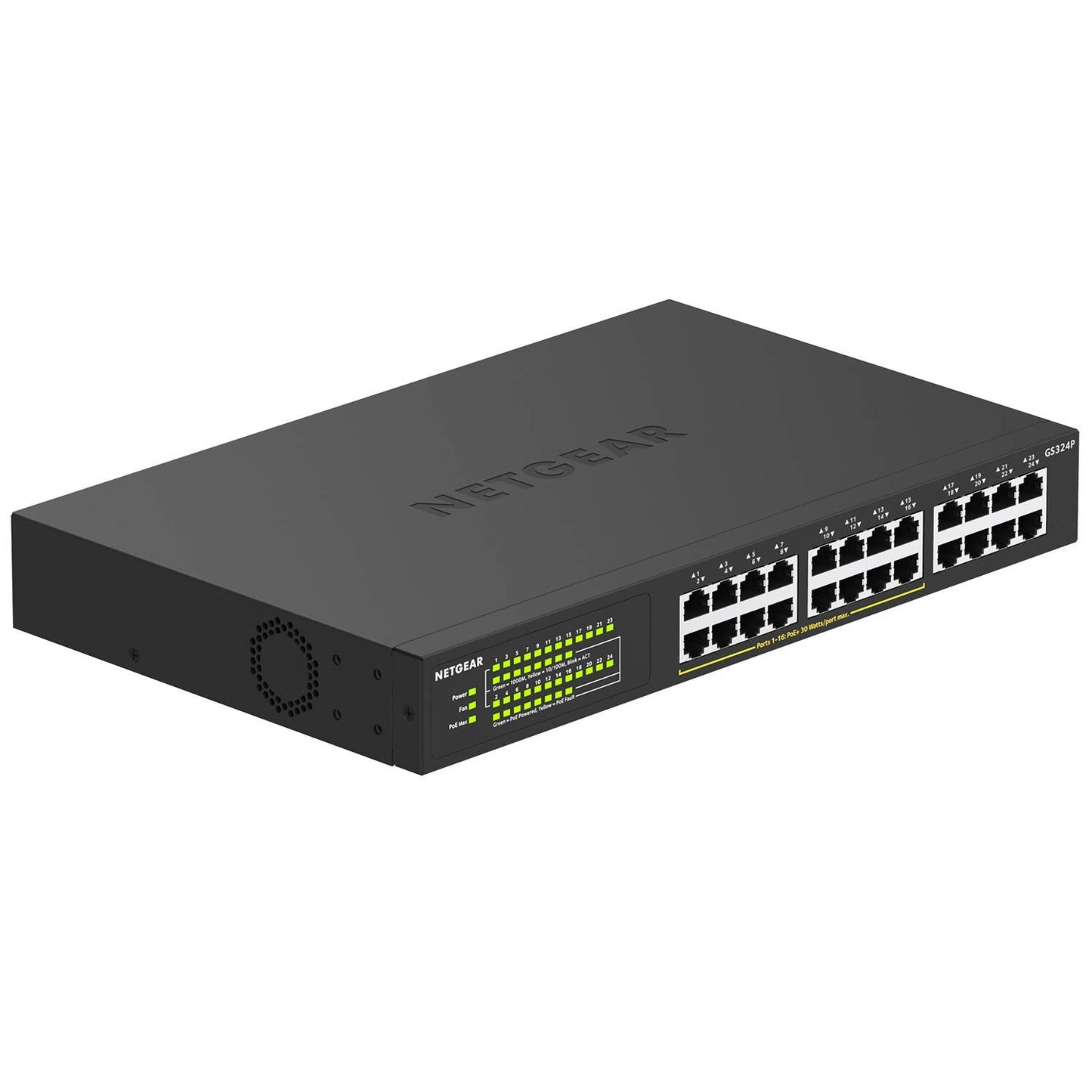 NETGEAR 24 Port PoE Switch Unmanaged - 24 Port PoE Gigabit Switch with 16 PoE+ Ports (190W), Desktop or Rackmount (GS324P)
