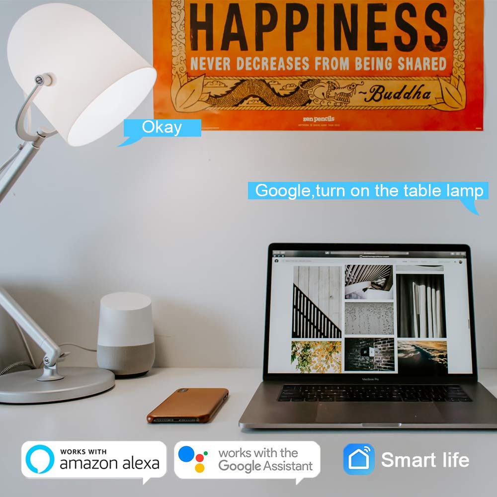 DOGAIN Smart Light Bulbs E12 Base LED Light Bulb Color Changing WiFi-Bluetooth Lights Compatible with Alexa Google Home Tunable White Candelabra Bulbs