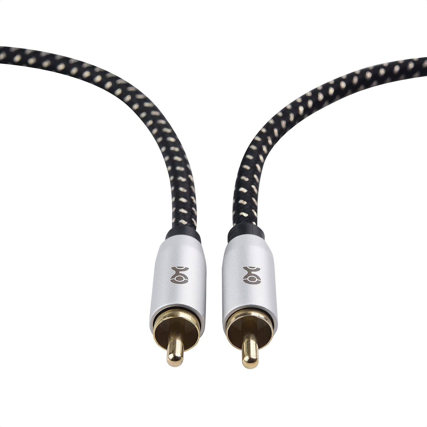 Cable Matters Braided 2-Pack Shielded Subwoofer Cable - 15ft / 4.6m, RCA Cord, Digital Coaxial Audio Cable for LFE Subwoofer, Home Theater Systems